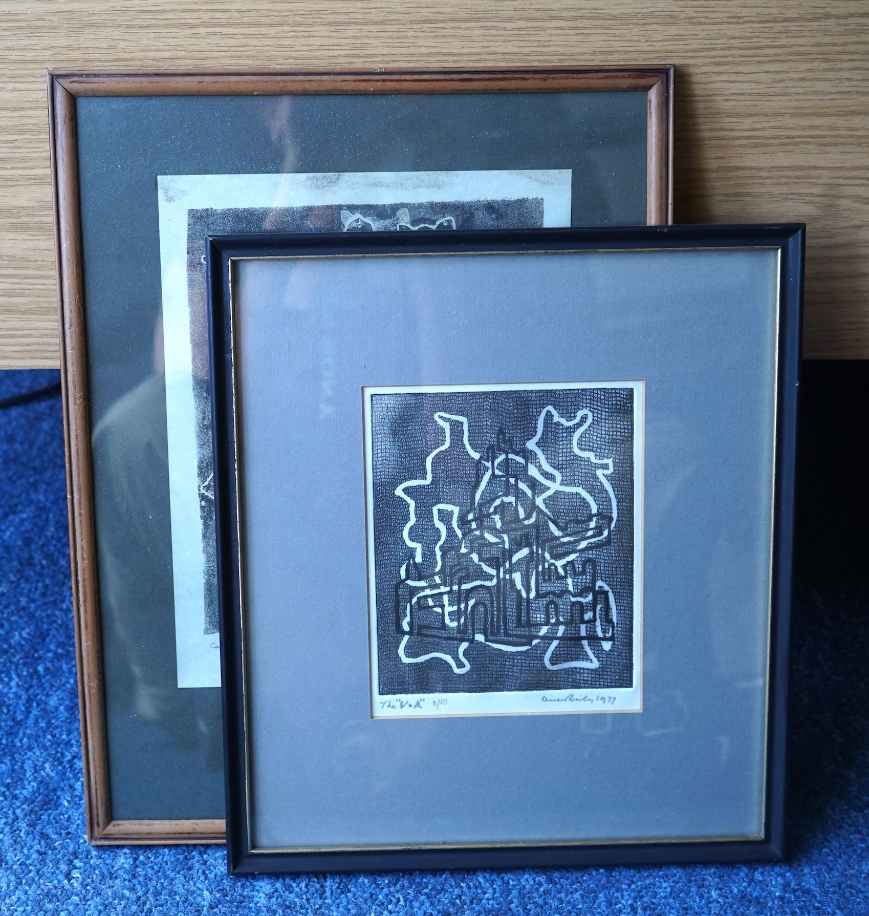Owen Rowley (1906-1987), ‘The V & A’ and ‘Cats II’, each signed and dated 1977 & 1956, one limited edition 8/10, two aquatints, largest 25 x 20cm